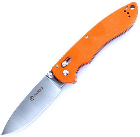 Нож туристический "Ganzo", цвет: оранжевый, стальной, длина лезвия 9,5 см. G740