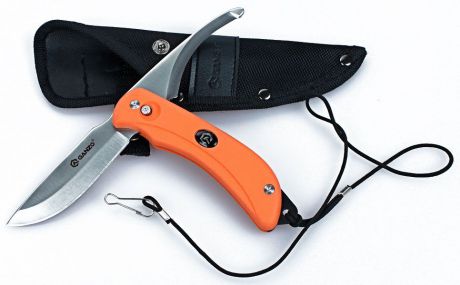 Нож туристический "Ganzo", цвет: оранжевый, стальной, длина лезвия 9 см. G802