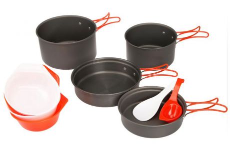Набор походной посуды "Fire-Maple", цвет: металлик, оранжевый, 10 предметов