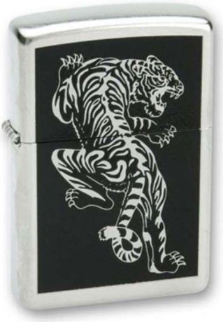 Зажигалка Zippo "Tigre", цвет: серебристый, 3,6 х 1,2 х 5,6 см. 36053