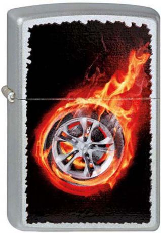 Зажигалка Zippo "Tire On Fire", цвет: серебристый, 3,6 х 1,2 х 5,6 см. 46352
