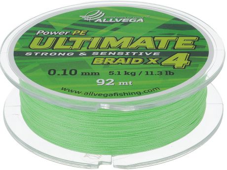 Леска плетеная Allvega "Ultimate", цвет: светло-зеленый, 92 м, 0,10 мм, 5,1 кг