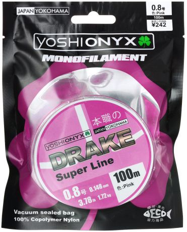 Леска Yoshi Onyx "Drake Super Line", цвет: розовый, 100 м, 0,148 мм, 1,72 кг