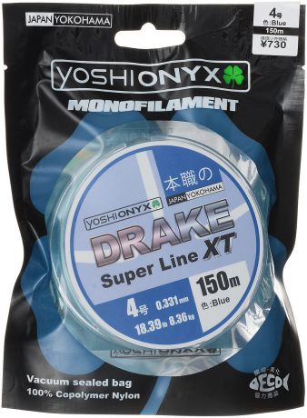 Леска Yoshi Onyx "Drake Super Line XT", цвет: голубой, 150 м, 0,331 мм, 8,36 кг