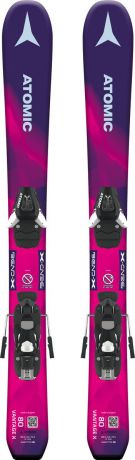 Лыжи горные Atomic Vantage Girl X 70-90 + C 5, с креплением, цвет: фиолетовый, рост 90 см