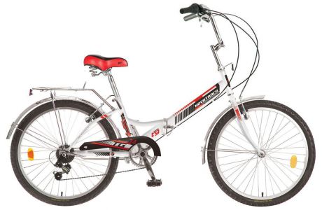 Велосипед складной Novatrack "FS", цвет: белый, красный, 24"