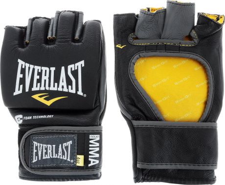Перчатки боевые Everlast "MMA Competition", без пальца цвет: черный, белый, желтый. Размер XL