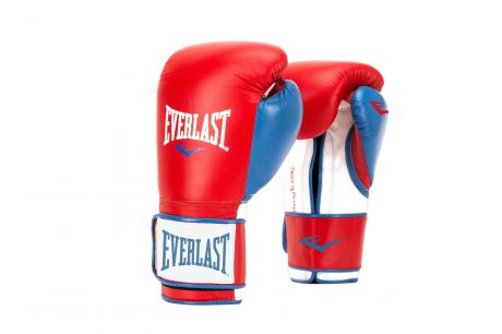 Перчатки тренировочные Everlast "Powerlock", цвет: красный, синий. Вес 14 унций
