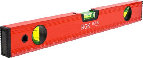 Уровень пузырьковый RGK "U2040", механический, цвет: красный, длина 40 см