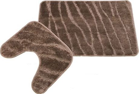 Комплект ковриков для ванной MAC Carpet "Фремонт: Линии", 23028, коричневый, 50 х 80 см, 50 х 40 см, 2 шт