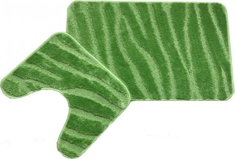Комплект ковриков для ванной MAC Carpet "Фремонт: Линии", 23027, зеленый, 50 х 80 см, 50 х 40 см, 2 шт