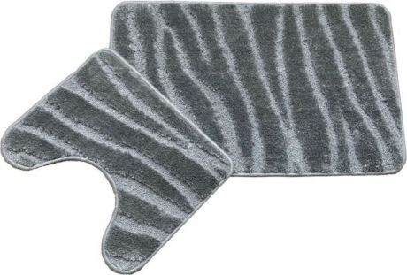 Комплект ковриков для ванной MAC Carpet "Фремонт: Линии", 23029, серый, 50 х 80 см, 50 х 40 см, 2 шт