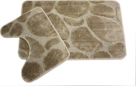 Комплект ковриков для ванной MAC Carpet "Фремонт: Камни", 23034, бежевый, 50 х 80 см, 50 х 40 см, 2 шт