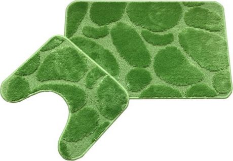 Комплект ковриков для ванной MAC Carpet "Фремонт: Камни", 23031, зеленый, 50 х 80 см, 50 х 40 см, 2 шт