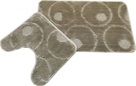 Комплект ковриков для ванной MAC Carpet "Фремонт: Круги", 23038, бежевый, 50 х 80 см, 50 х 40 см, 2 шт