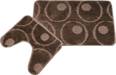 Комплект ковриков для ванной MAC Carpet "Фремонт: Круги", 23036, коричневый, 50 х 80 см, 50 х 40 см, 2 шт