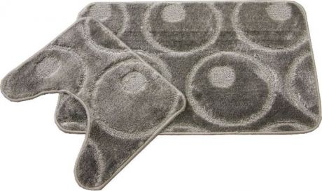 Комплект ковриков для ванной MAC Carpet "Фремонт: Круги", 23037, серый, 50 х 80 см, 50 х 40 см, 2 шт