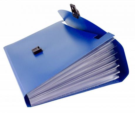 Папка-портфель Бюрократ-BPP13BLUE, 13 отделений, A4, синий