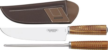 Нож Tramontina Churrasco, в ножнах, 21199/495-TR, коричневый, длина лезвия 20 см