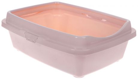Туалет для котят DD Style "Догуш", с бортом, цвет: пепельно-розовый, 26,5 х 36,5 х 12,5 см