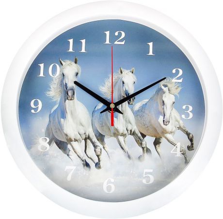 Настенные часы "Тройка лошадей" круглые, 3967560, белый