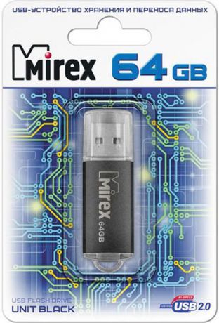USB Флеш-накопитель Mirex Unit, 13600-FMUUND64, 64GB, black