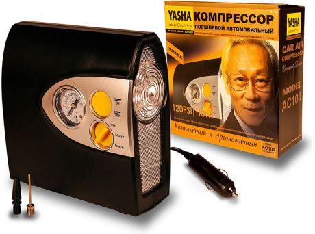 Автомобильный компрессор Yasha, 39310, 35 л/мин, 120 PSI, 12В, 110Вт, с фонарем