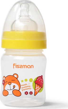 Бутылочка для кормления Fissman, с широким горлышком, 6884, желтый, 120 мл