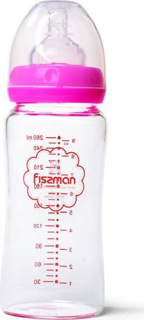 Бутылочка для кормления Fissman, с широким горлышком, 9165, розовый, 260 мл