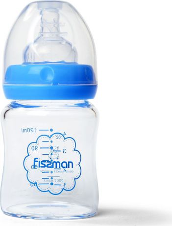 Бутылочка для кормления Fissman, с широким горлышком, 9166, голубой, 120 мл