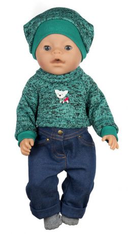 Одежда для кукол КуклаПупс "Комплект: свитер, джинсы, носочки, шапка", 3666429