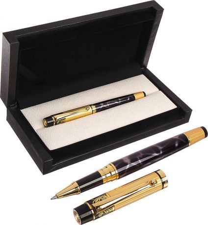Ручка подарочная шариковая Calligrata "Президент", 3604860, в футляре, корпус серый, золотой