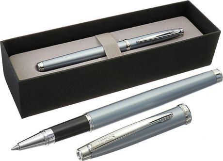 Ручка-роллер подарочная шариковая Scrikss Metropolis 800, 3794785, в футляре, корпус серый