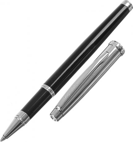 Ручка-роллер подарочная шариковая Scrikss Metropolis 800К, 3794794, в футляре, корпус серебристый, черный