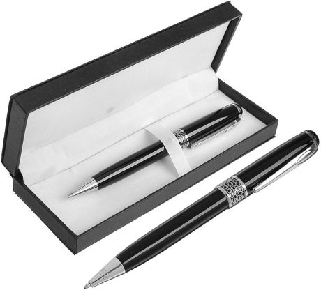 Ручка подарочная шариковая Calligrata "Черный узор", 3590840, в футляре, поворотная, корпус черный