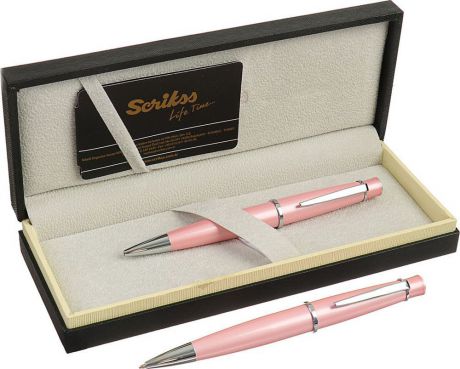 Ручка подарочная шариковая Scrikss Chic 62, 3794781, в футляре, поворотная, корпус розовый, черный