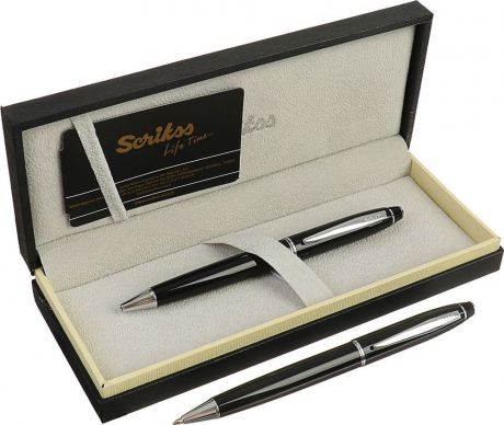 Ручка подарочная шариковая Scrikss Noble 35, 3794754, в футляре, поворотная, корпус черный