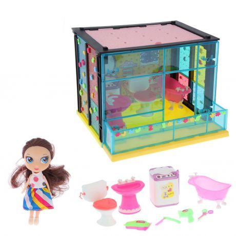 Дом для кукол "Ванная комната", 1999152, с куклой и аксессуарами