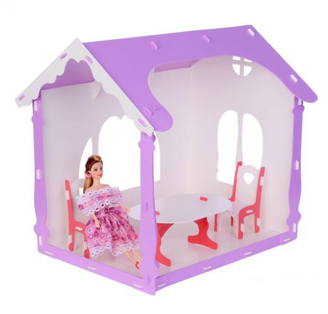 Дом для кукол Replace and Choose "Летний дом Вероника", 3494267, с мебелью, белый, сиреневый