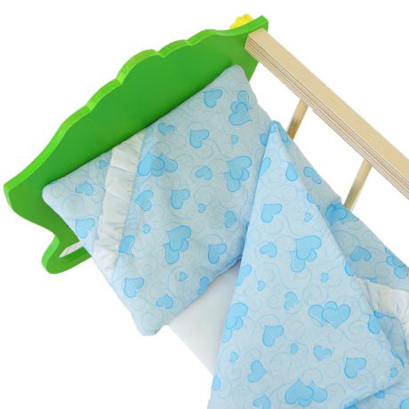 Постельное белье для куклы Страна Карнавалия "Сердечки голубые": простынь, одеяло, подушка, 4016463