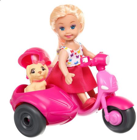 Кукла-малышка "Ева", 2902016, с собачкой, на скутере, с аксессуарами
