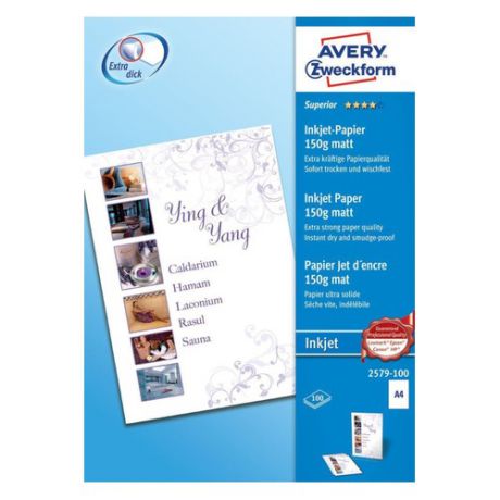 Фотобумага Avery Zweckform 2579-100 A4/150г/м2/150л./белый матовое для струйной печати