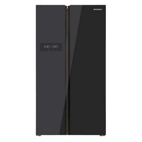 Холодильник SHIVAKI SBS-574DNFGBL, двухкамерный, черное стекло