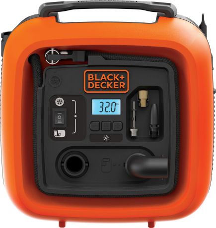 Автомобильный компрессор Black & Decker ASI400, оранжевый, черный