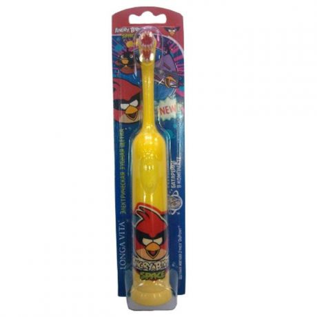 Longa Vita Детская зубная щетка "Angry Birds. Space", мягкая, электрическая, цвет: желтый, от 3-х лет