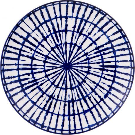 Тарелка Agness, 585-094, белый, синий, диаметр 20 см