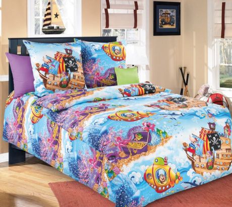 Детский комплект постельного белья Текс Дизайн "Пираты" бязь; 100% хлопок; размеры: 1.5