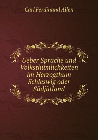 Carl Ferdinand Allen Ueber Sprache und Volksthumlichkeiten im Herzogthum Schleswig oder Sudjutland