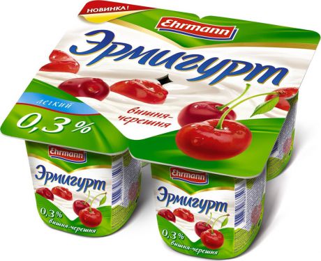 Йогуртный продукт Эрмигурт легкий, вишня, черешня, 0,3%, 115 г