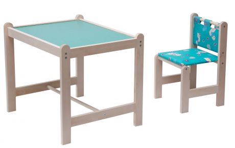 Набор детской мебели Woodlines Столик со стулом Каспер, бирюзовый